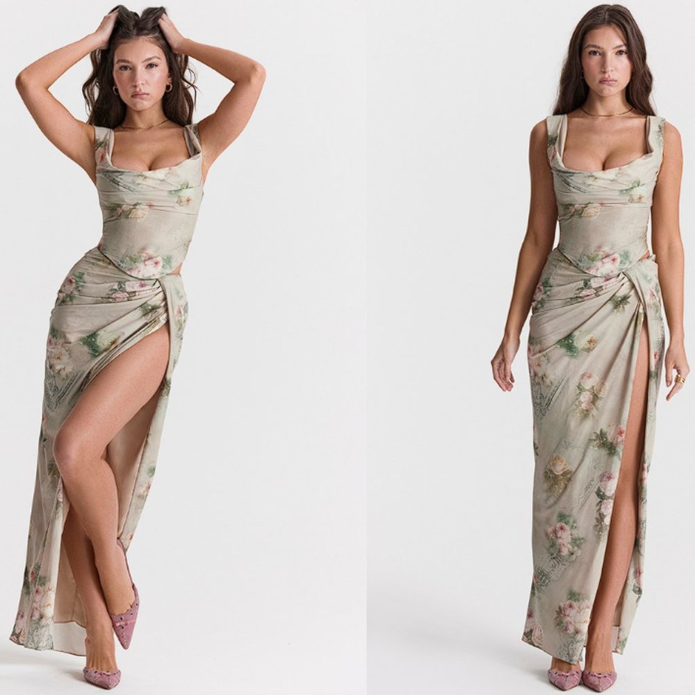 House of CB 'Vesper' Vintage Floral Maxi Skirt NWT - Picture 3 of 10